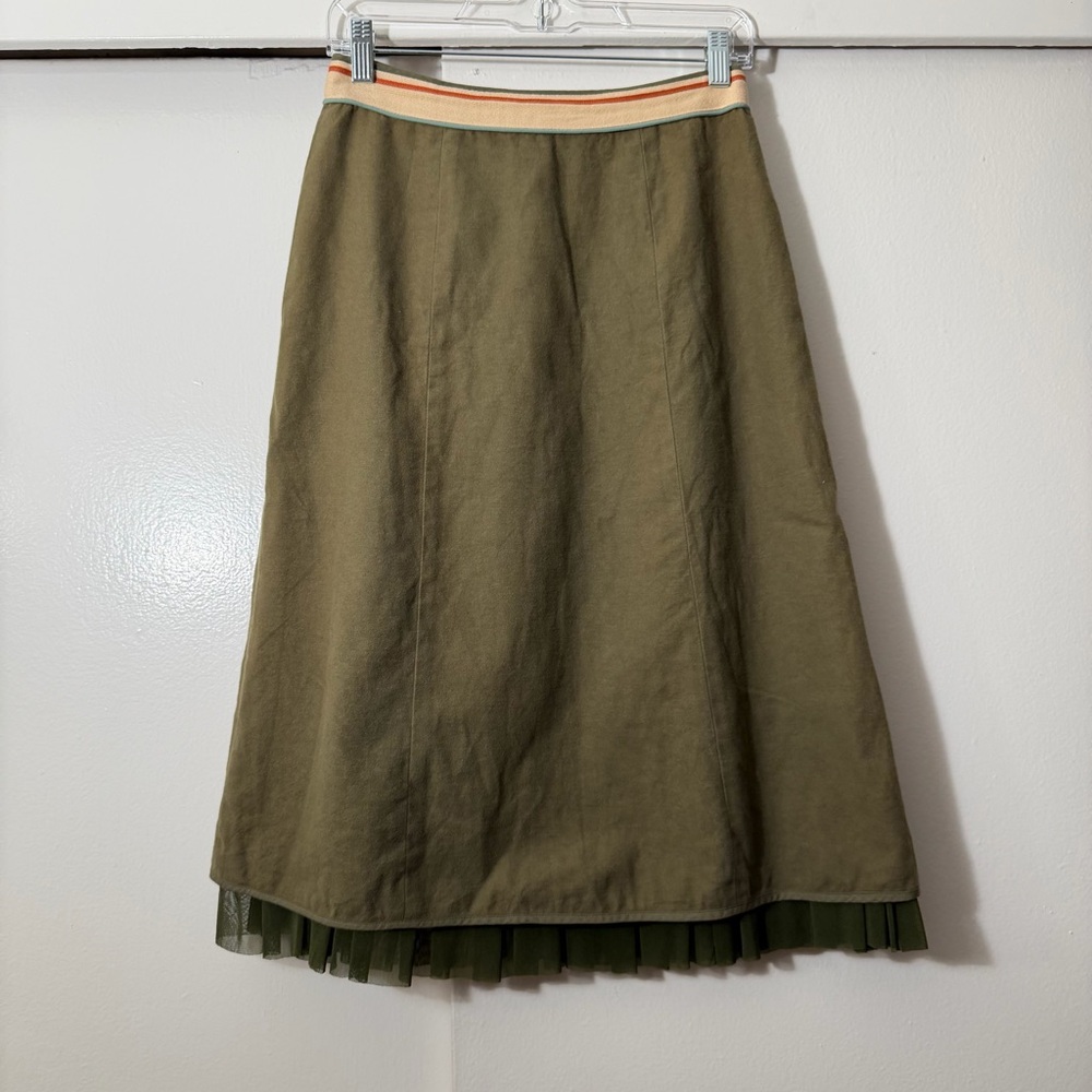 Anthropologie Olive Green Midi Skirt